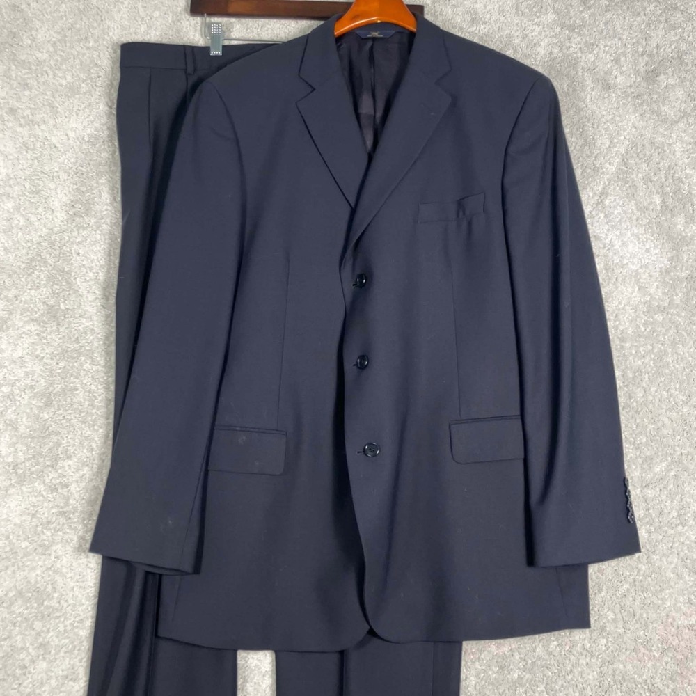 Brooks Brothers 346 Suit Mens 48L W42 L33 Navy Blue Stretch Wool 3-Button Blazer